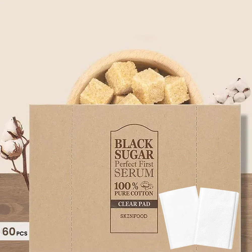 SKINFOOD - Black Sugar Perfect First Serum Pure Cotton Clear Pad